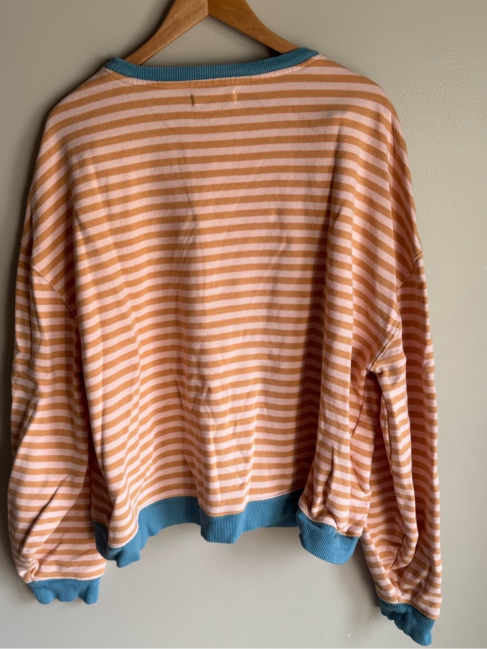 Free People Classic Striped Oversized Crewneck Latte Combo Size Medium - Picture 2 of 5